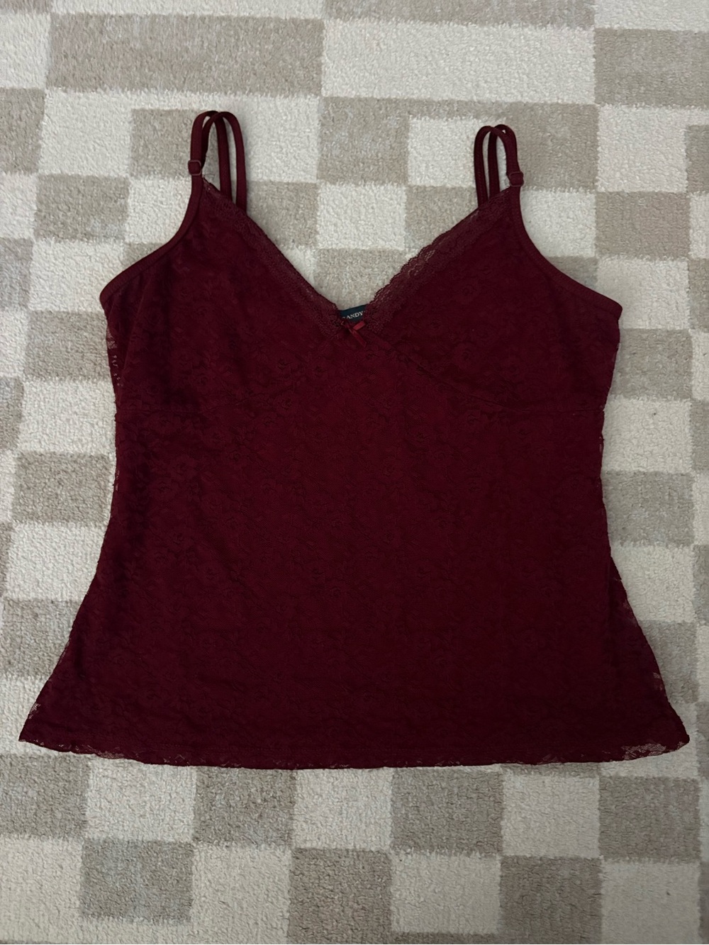 Brandy Melville Lace V-Neck Cami - Wine